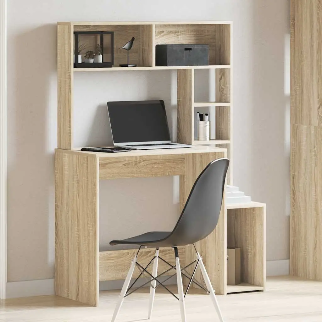Desk with Open Shelves Storage Engineered Wood Brown 100x45x140 cm Office Study