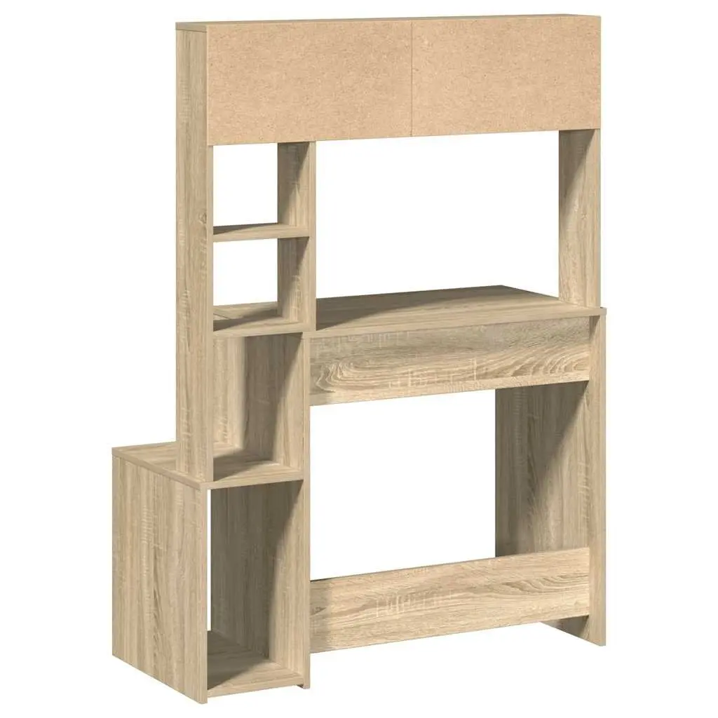Desk with Open Shelves Storage Engineered Wood Brown 100x45x140 cm Office Study