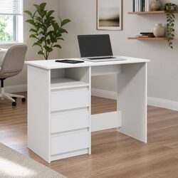 Inviting White Desk with Ample Storage and Space