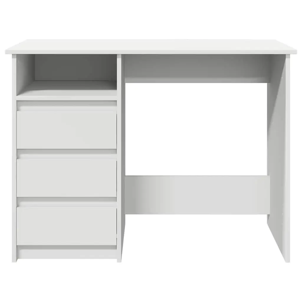 White Desk 102x50x75cm Engineered Wood Office Study Table Spacious Storage