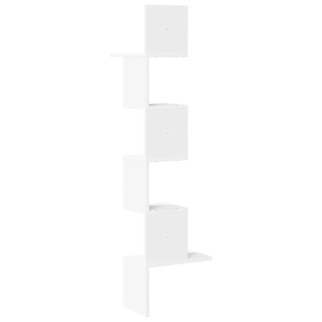 Wall Corner Shelf White 32x32x127.5 cm Engineered Wood Storage Display Shelving Unit
