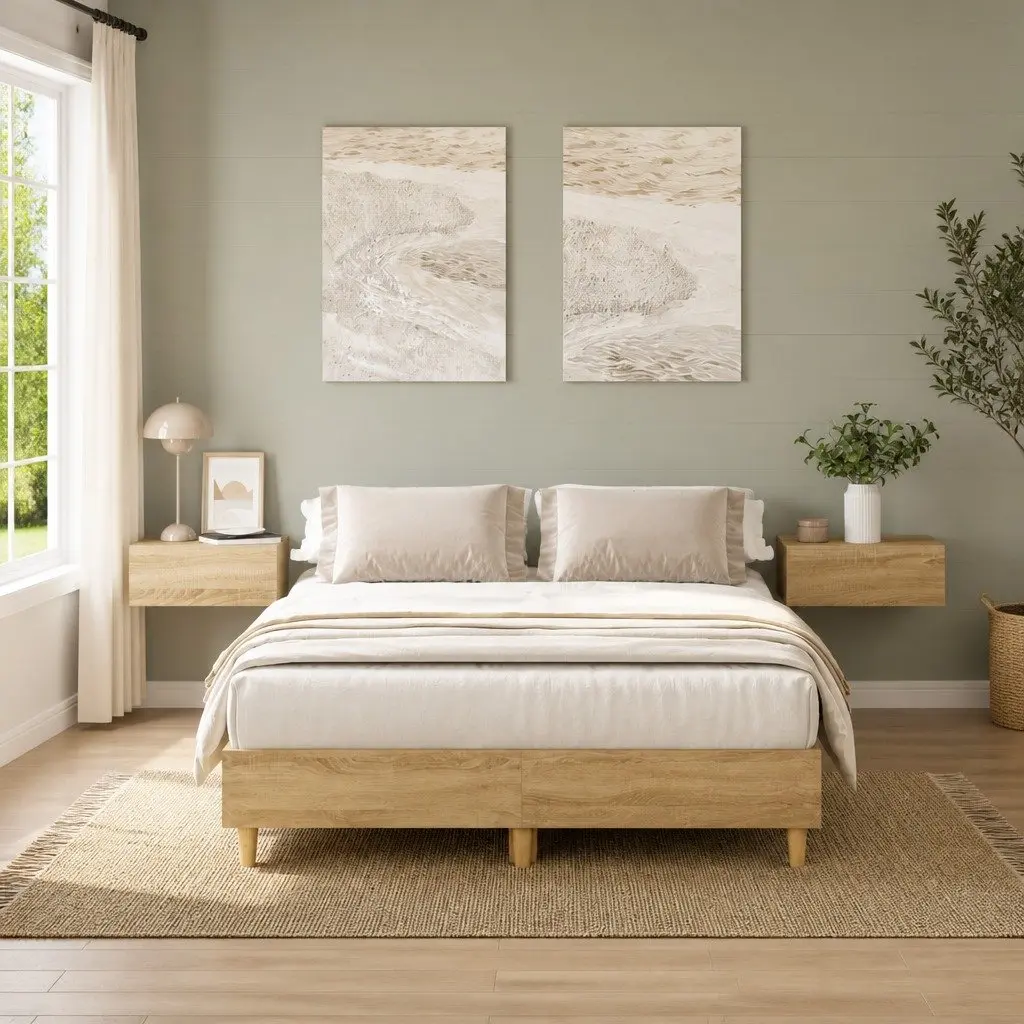 Bed Frame No Mattress 135x190 cm Double Size Bedroom Furniture Engineered Wood
