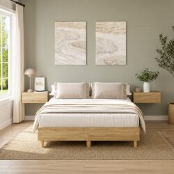 Brown Engineered Wood Bed Frame 135x190 cm