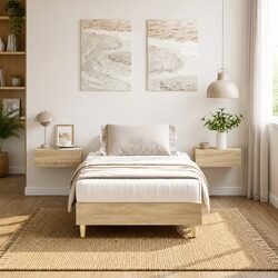 Sonoma Oak Bed Frame 90x190 cm with Slatted Base
