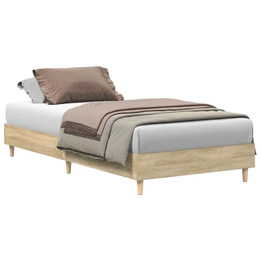 Sonoma Oak Bed Frame 90x190 cm with Slatted Base