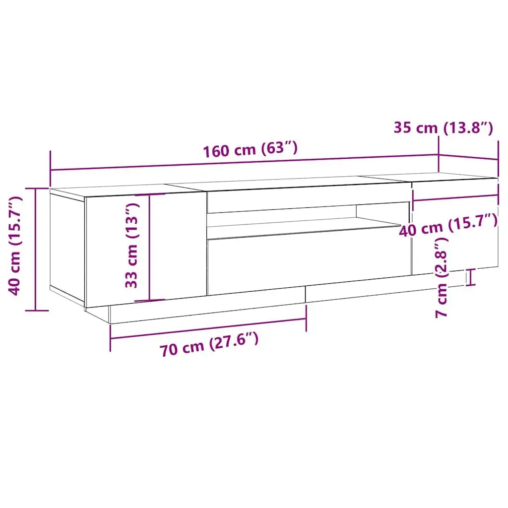 TV Cabinet Black Modern 160x35x40cm Engineered Wood