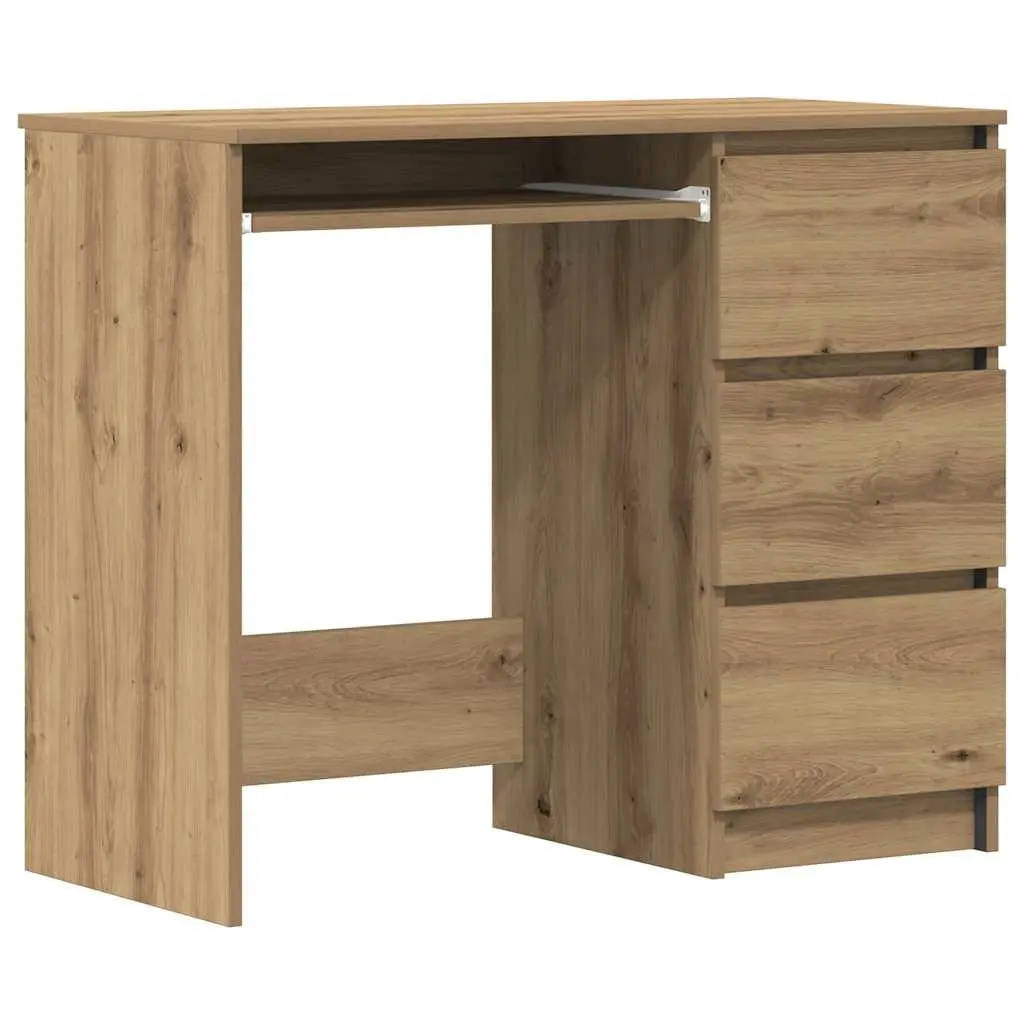 Brown Engineered Wood Office Desk with 3 Drawers