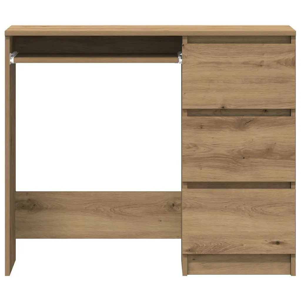 Brown Engineered Wood Office Desk with 3 Drawers