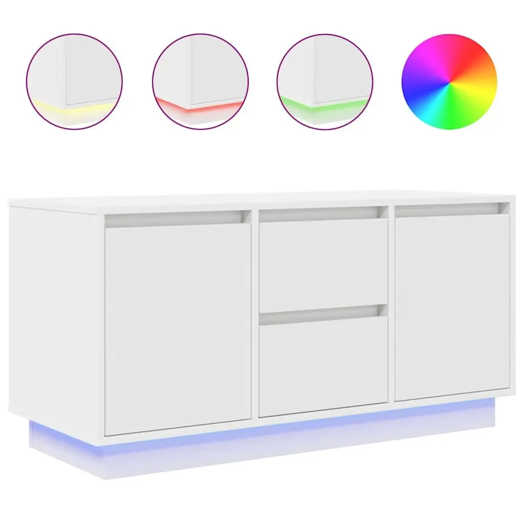 TV Cabinet RGB LED Lights White Engineered Wood 100 x 41 x 50 cm