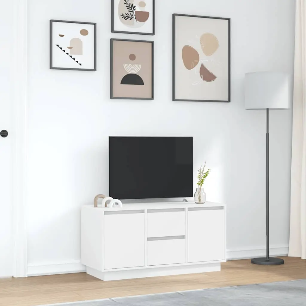TV Cabinet RGB LED Lights White Engineered Wood 100 x 41 x 50 cm