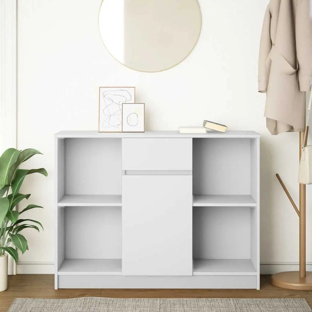 White Sideboard Cabinet with Drawer Storage