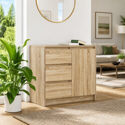 Elegant Brown Engineered Wood Sideboard with Storage