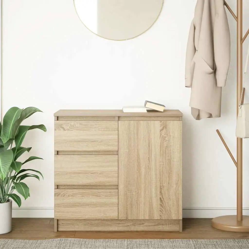 Brown Engineered Wood Sideboard with Storage