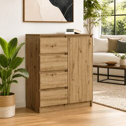 Brown Storage Sideboard with Drawers and Door