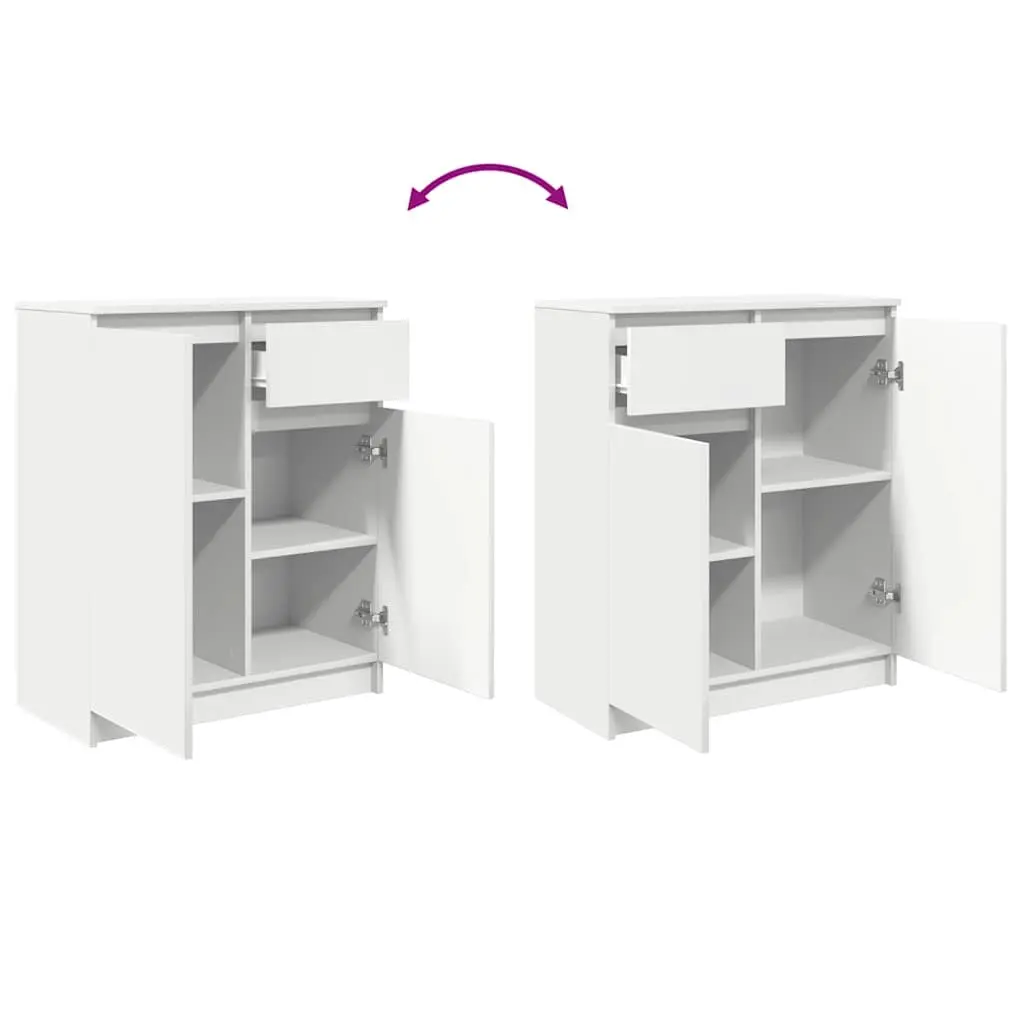 White Engineered Wood Sideboard Storage Cabinet