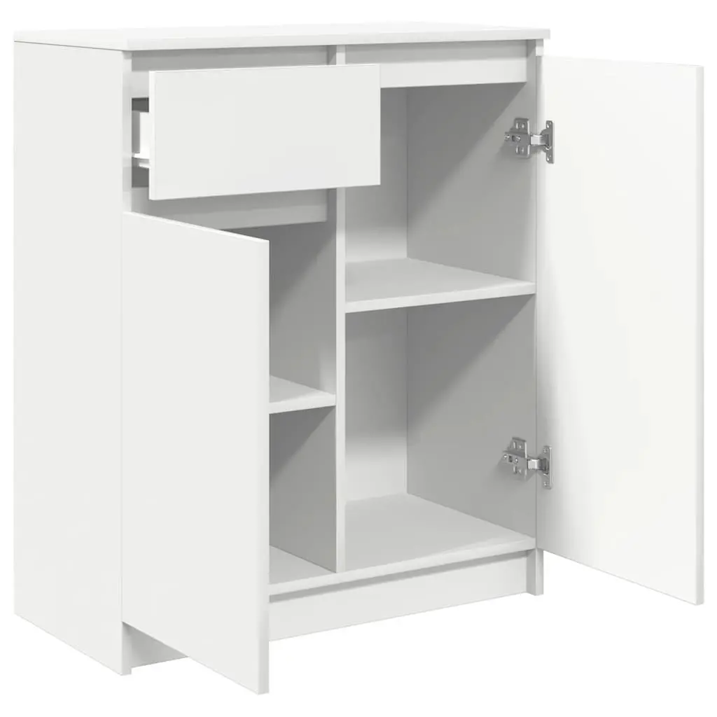 White Engineered Wood Sideboard Storage Cabinet