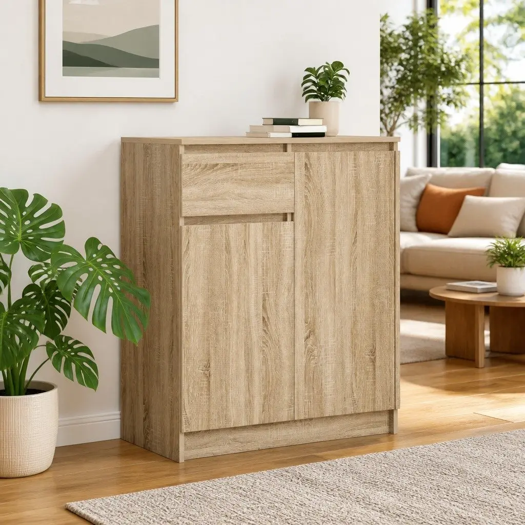 Brown Engineered Wood Sideboard Storage Cabinet