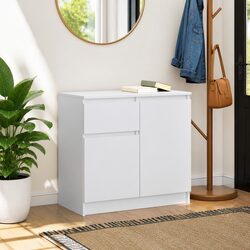 White Engineered Wood Sideboard with Versatile Storage