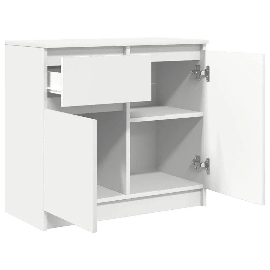 White Sideboard Storage Cabinet with Drawer Doors Shelf Engineered Wood