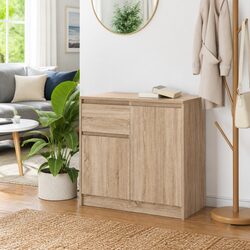 Warm Brown Engineered Wood Sideboard with Drawer
