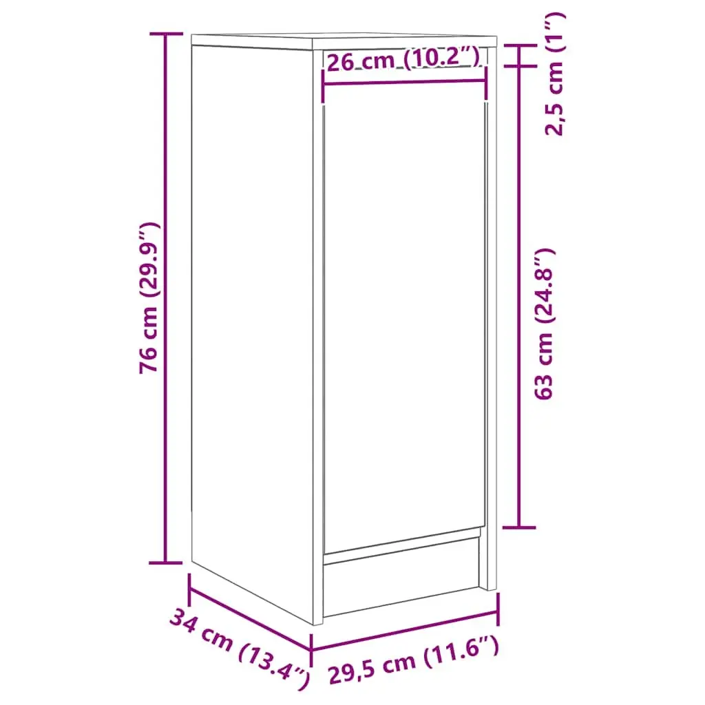 White Engineered Wood Sideboard Storage Cabinet