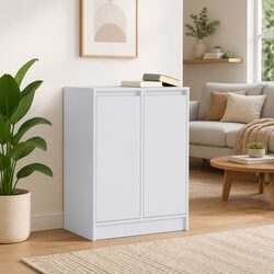 White Engineered Wood Sideboard Storage Cabinet