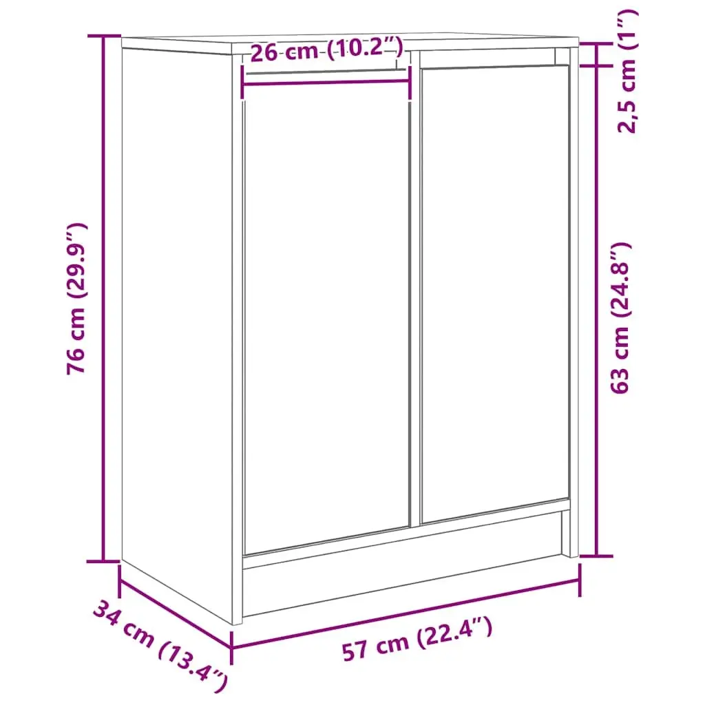 White Engineered Wood Sideboard Storage Cabinet