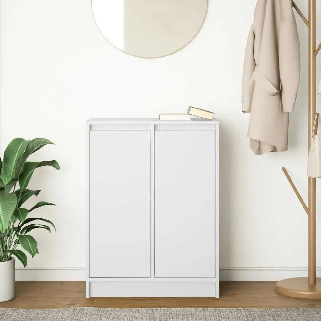 White Engineered Wood Sideboard Storage Cabinet