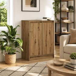Warm Brown Engineered Wood Sideboard for Dining and Storage
