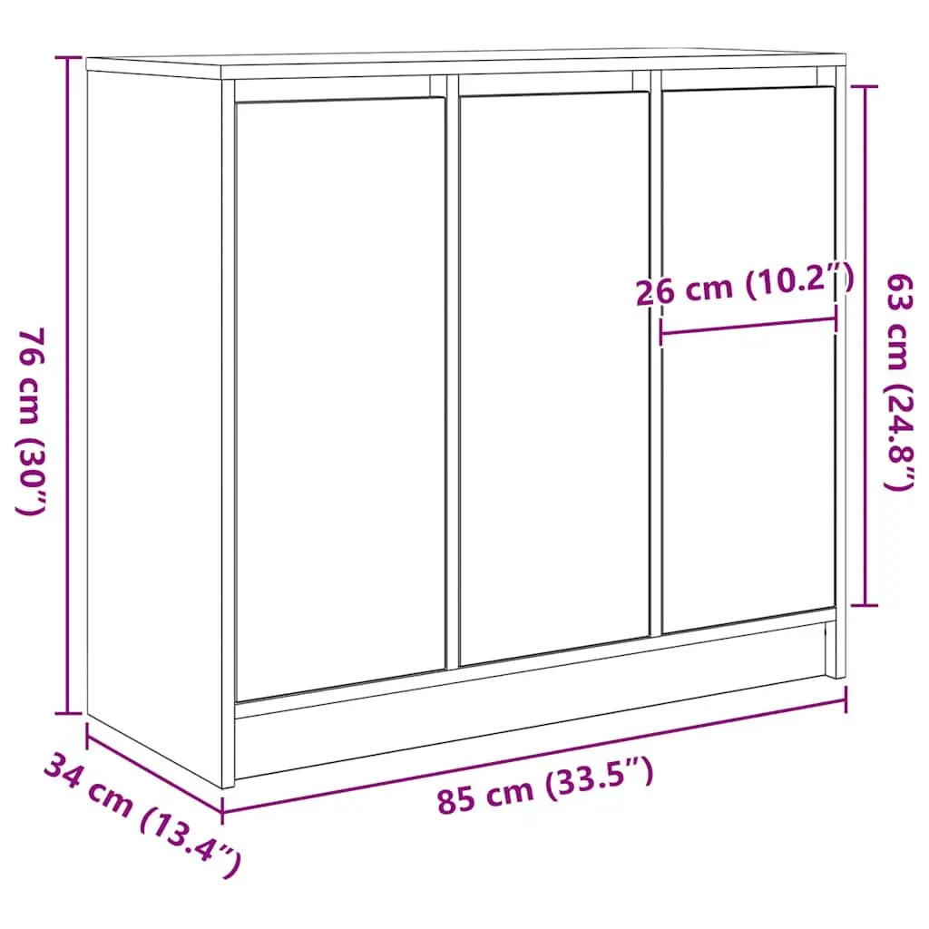White Sideboard Cabinet 85x34x76cm Engineered Wood Storage Buffet Dining Room