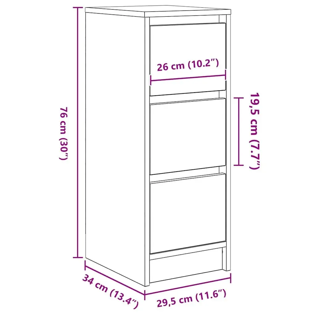 Sonoma Oak Sideboard Storage Cabinet 29.5x34x76 cm