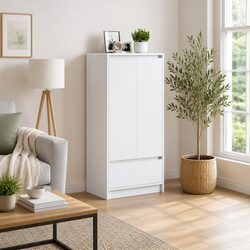 Charming Storage Cabinet with Drawer in White