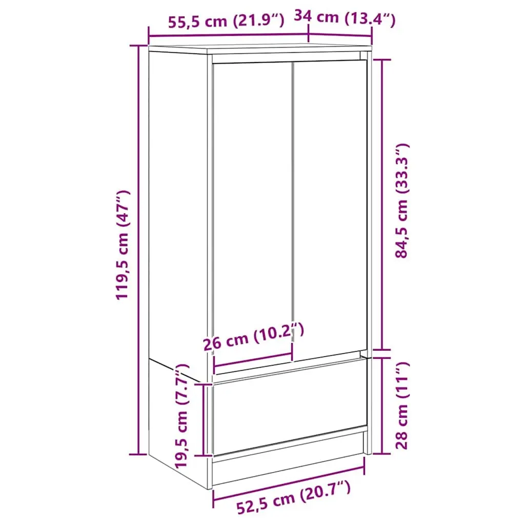 Storage Cabinet with Drawer White Engineered Wood Furniture Sideboard Buffet