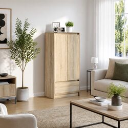 Sonoma Oak Storage Cabinet with Drawer for Organized Living
