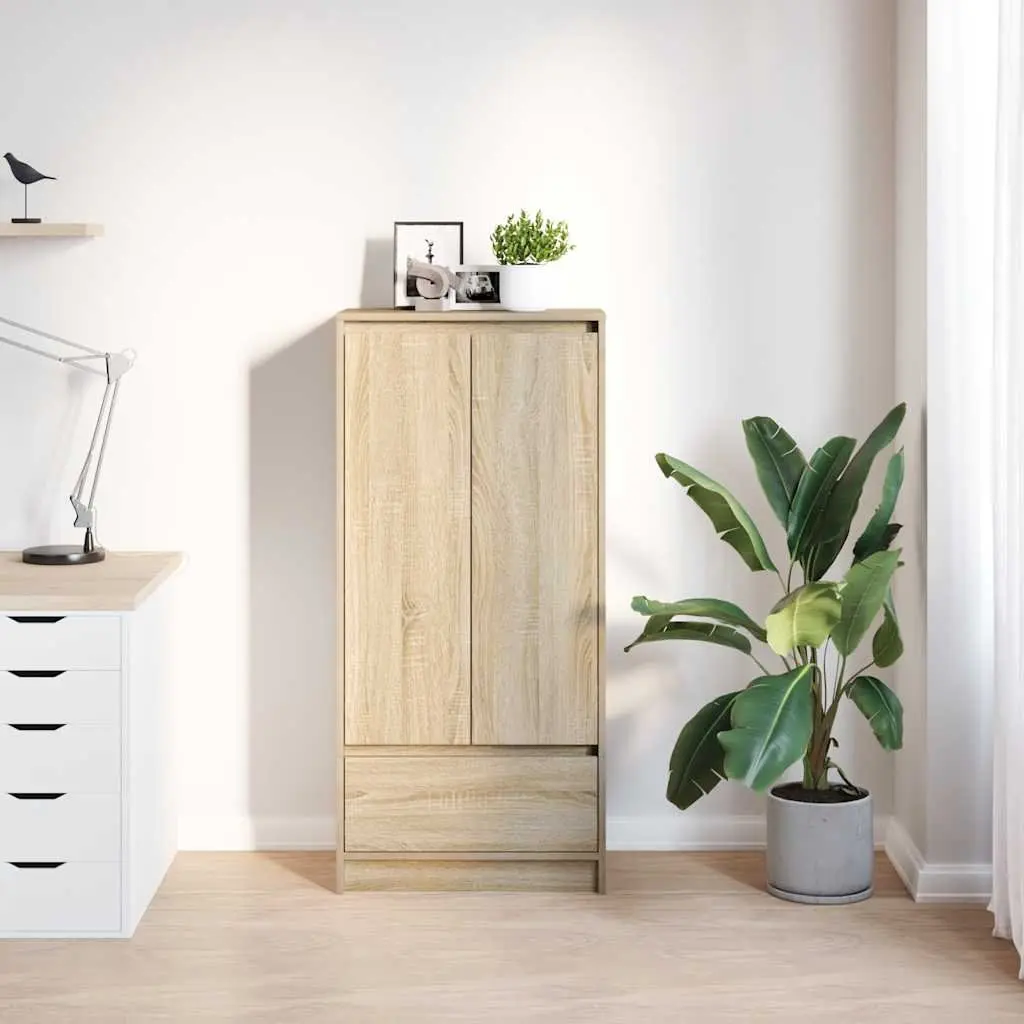 Storage Cabinet Brown Engineered Wood 55.5W x 34D x 119.5H cm Sonoma Oak Buffet Sideboard