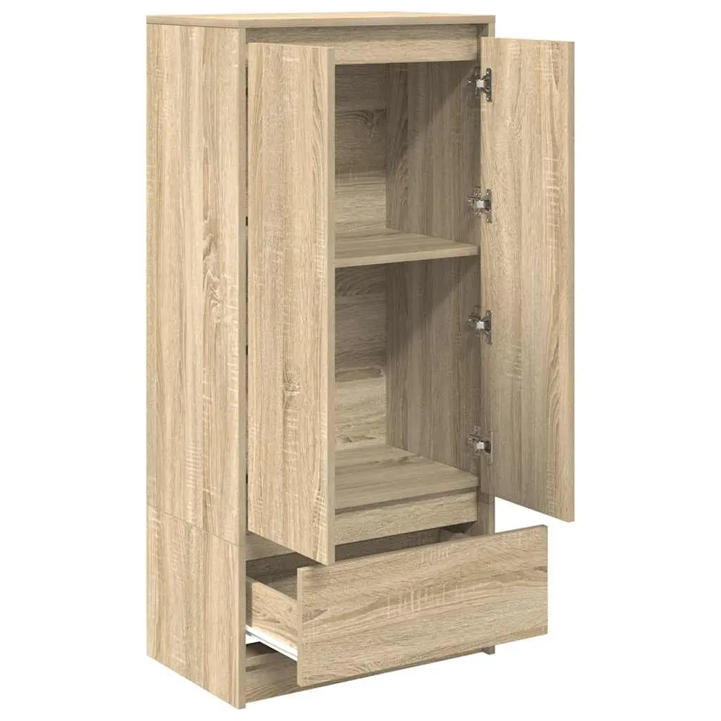 Storage Cabinet Brown Engineered Wood 55.5W x 34D x 119.5H cm Sonoma Oak Buffet Sideboard