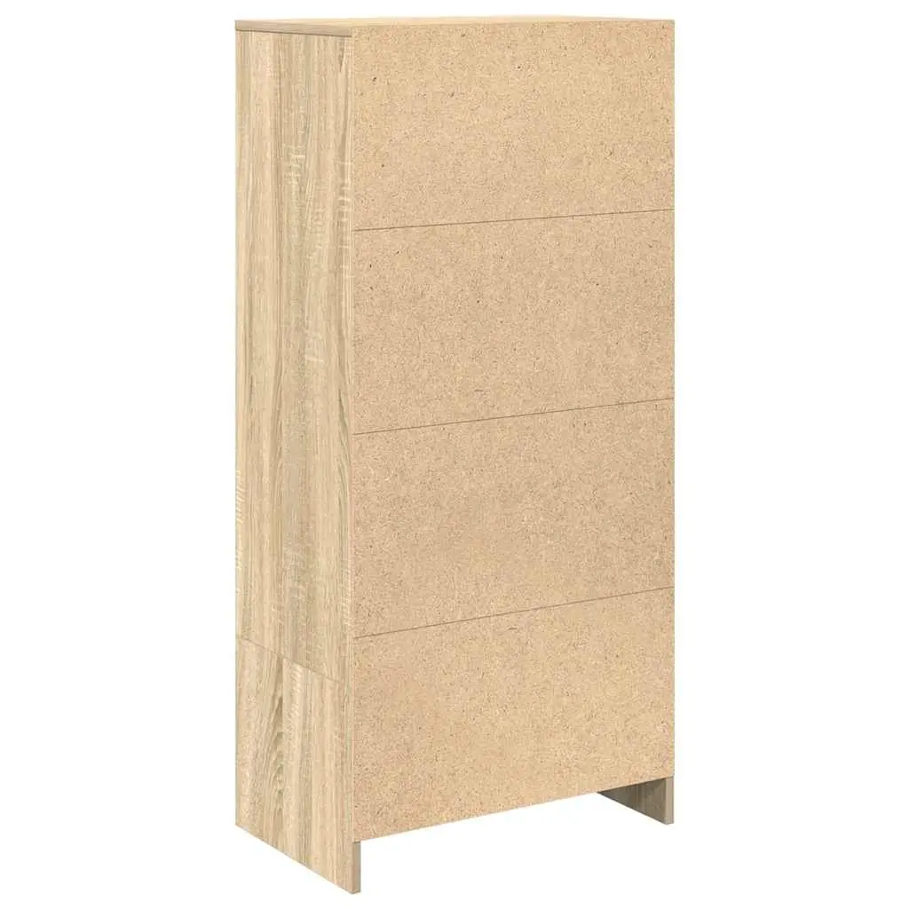 Storage Cabinet Brown Engineered Wood 55.5W x 34D x 119.5H cm Sonoma Oak Buffet Sideboard