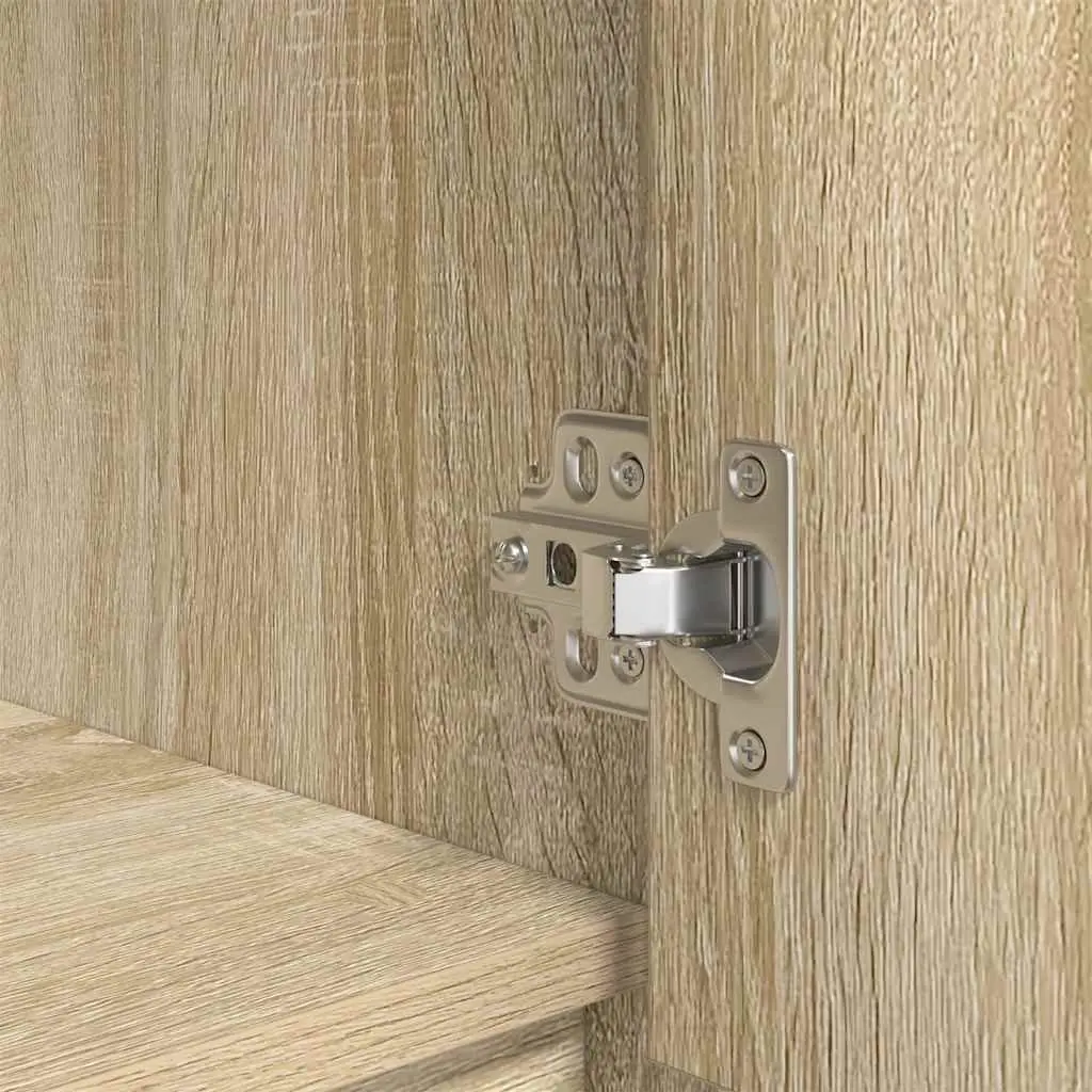 Storage Cabinet Brown Engineered Wood 55.5W x 34D x 119.5H cm Sonoma Oak Buffet Sideboard