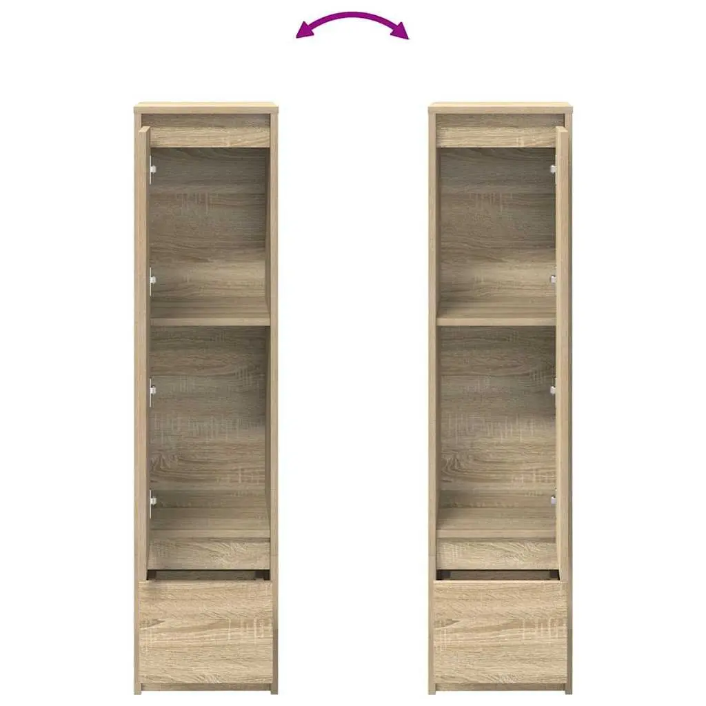 Highboard Storage Cabinet in Brown Engineered Wood