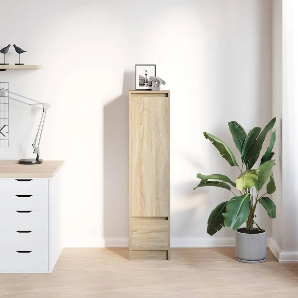 Highboard Storage Cabinet in Brown Engineered Wood