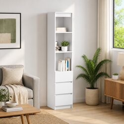 White Engineered Wood Highboard Storage Cabinet 37.5x35x180cm