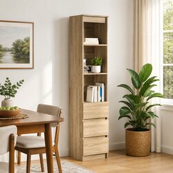 Brown Engineered Wood Highboard Storage Cabinet 180cm