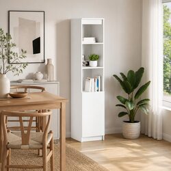 Charming Highboard Storage Cabinet in White Engineered Wood