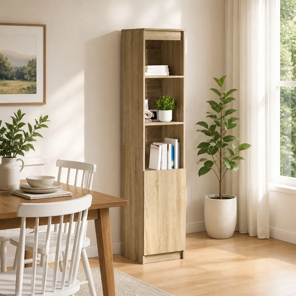 Highboard Storage Cabinet in Brown Engineered Wood