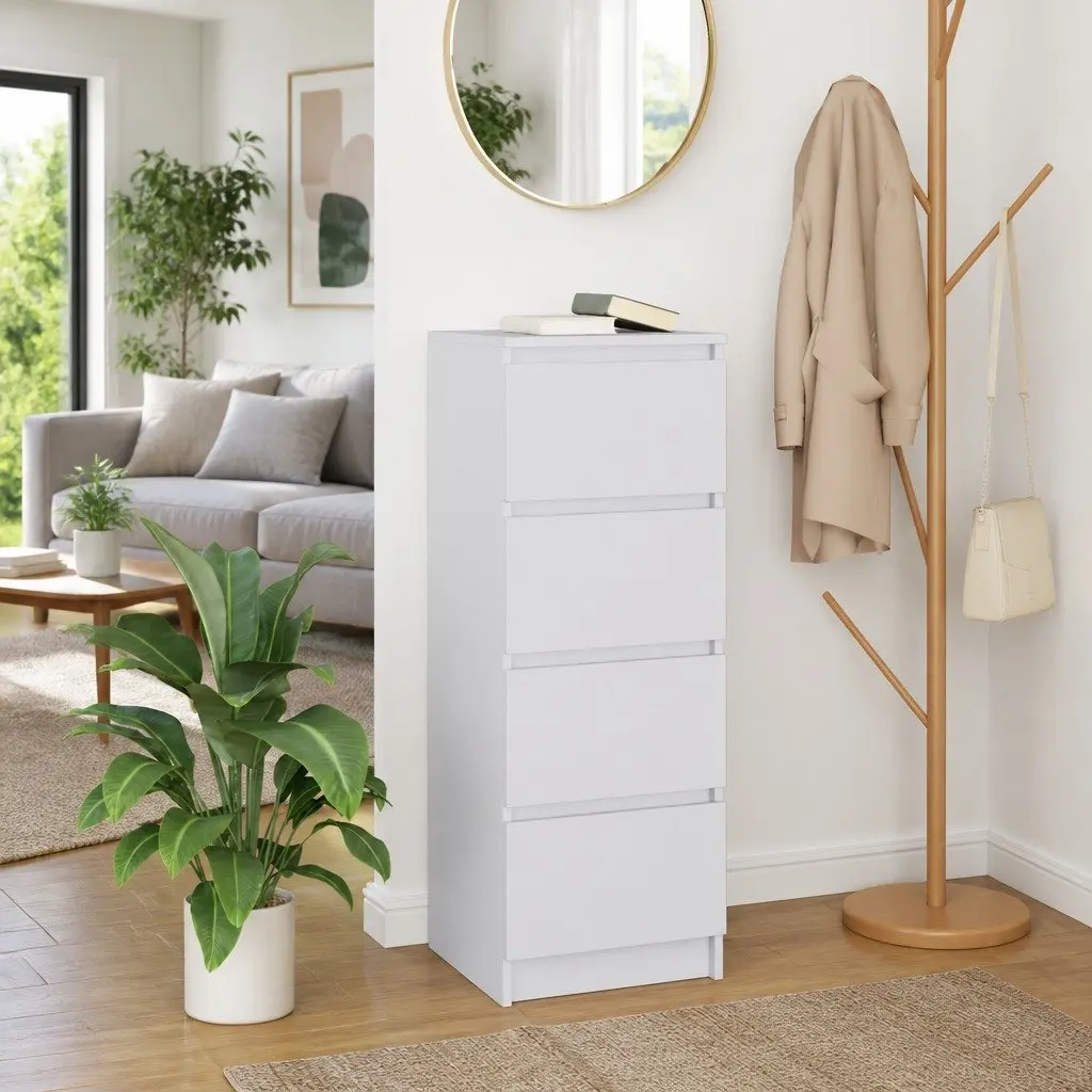 White Engineered Wood Sideboard Storage Cabinet