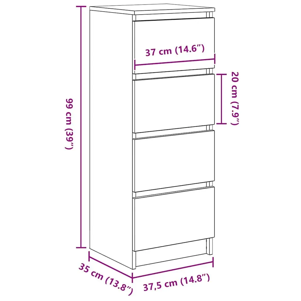 White Engineered Wood Sideboard Storage Cabinet