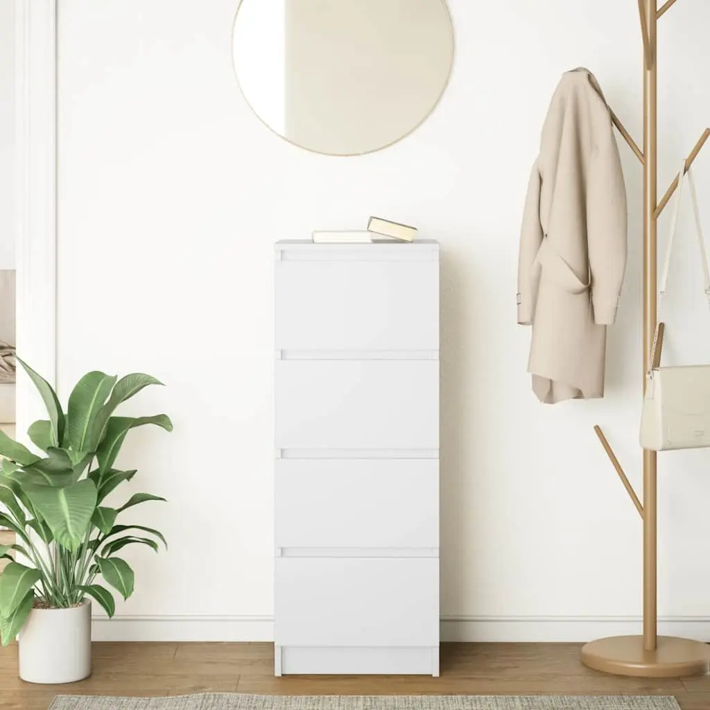 White Engineered Wood Sideboard Storage Cabinet