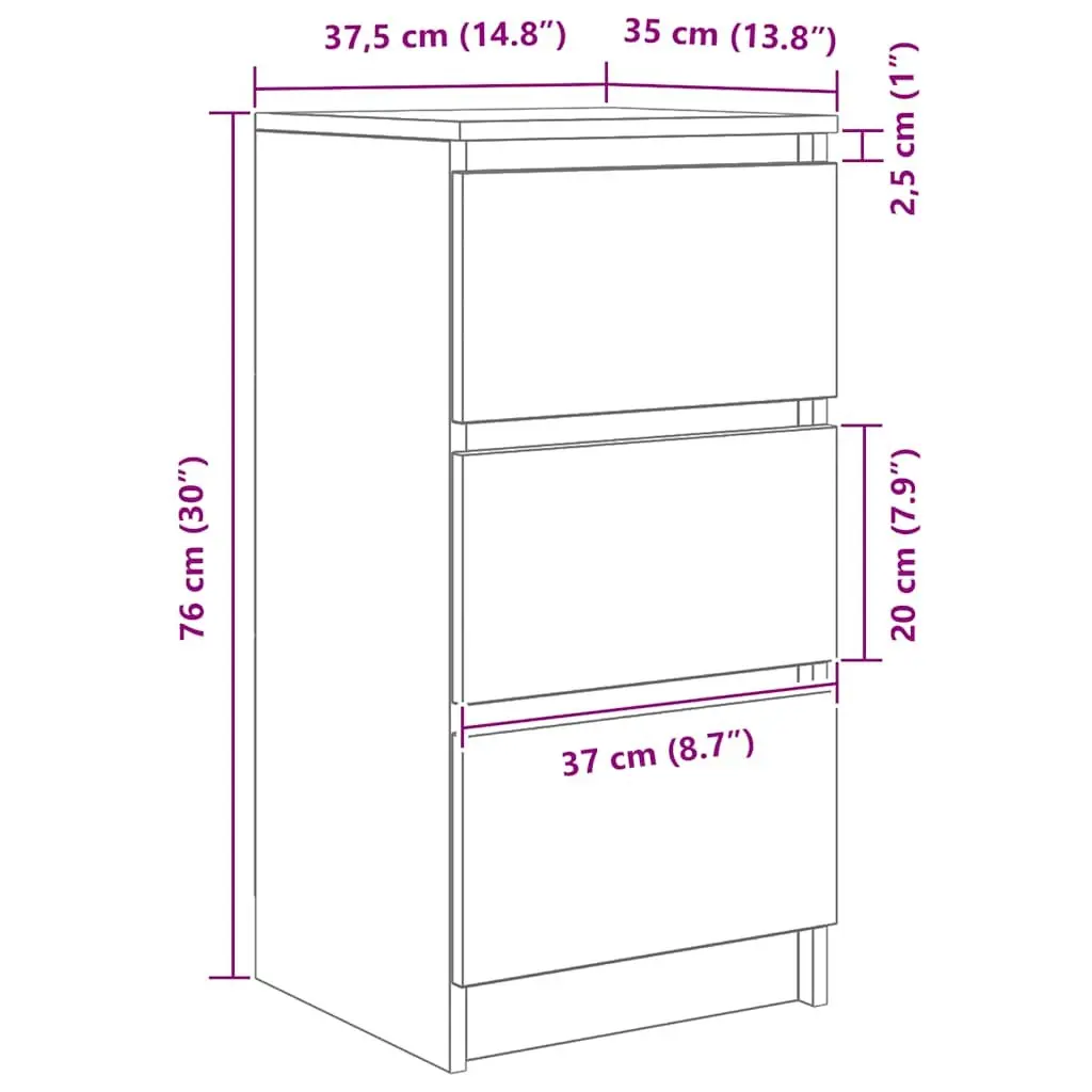 White Sideboard Storage Cabinet 37.5x35x76cm