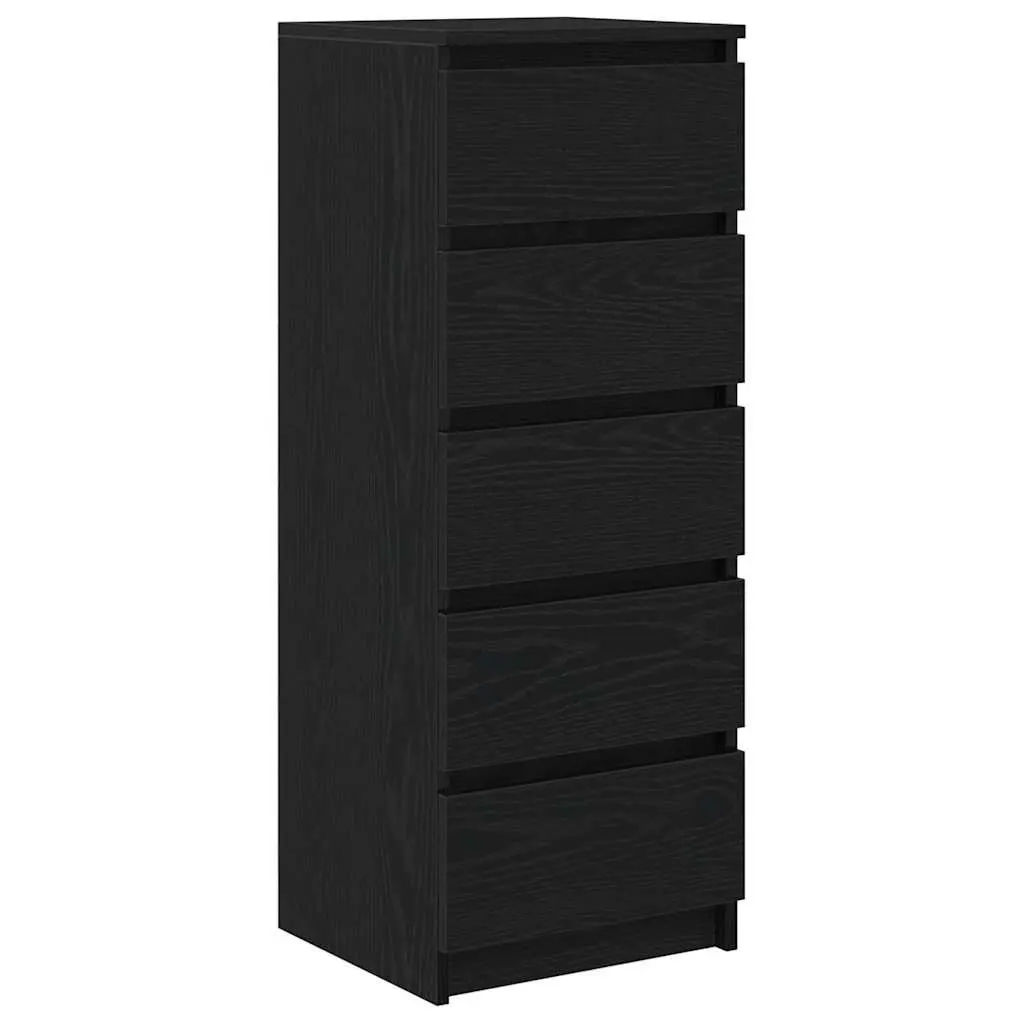 Sideboard Storage Cabinet with Drawers Black Oak 37.5x35x99cm Engineered Wood