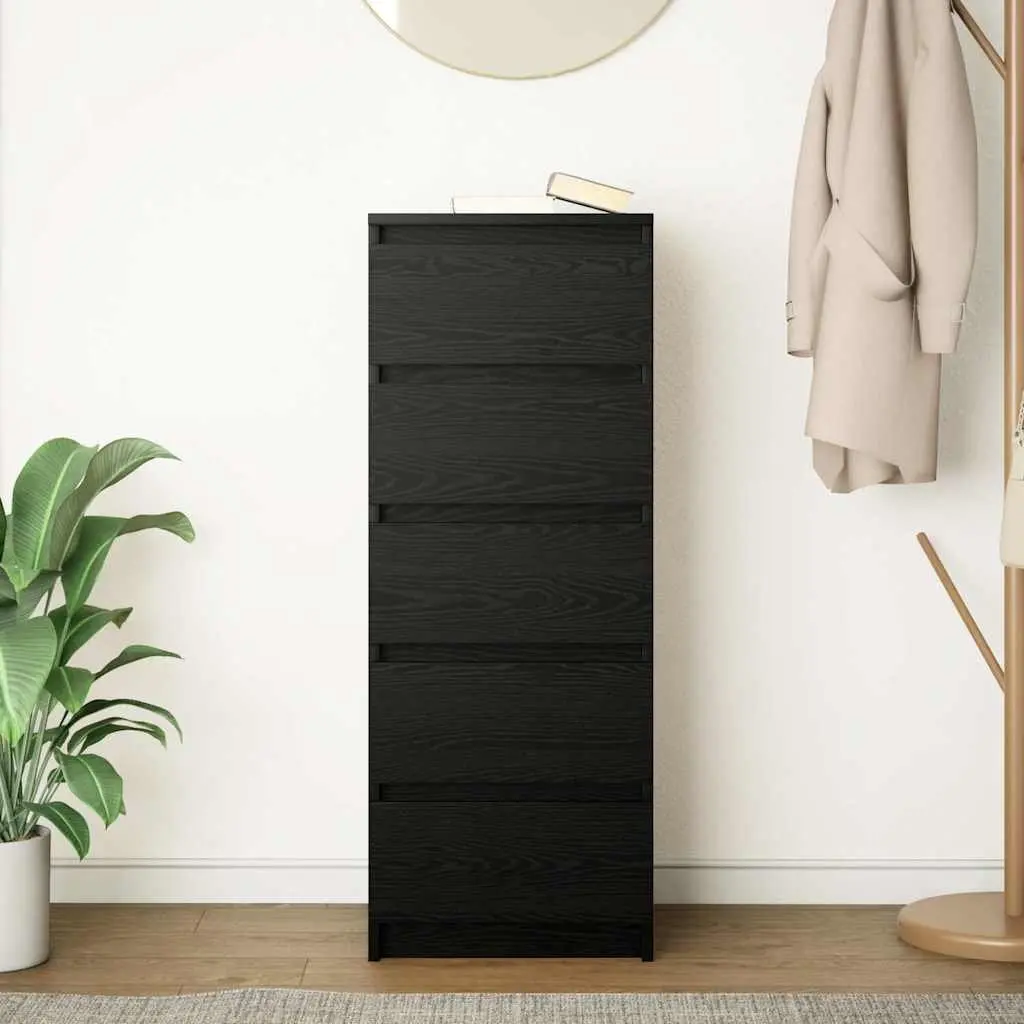 Sideboard Storage Cabinet with Drawers Black Oak 37.5x35x99cm Engineered Wood